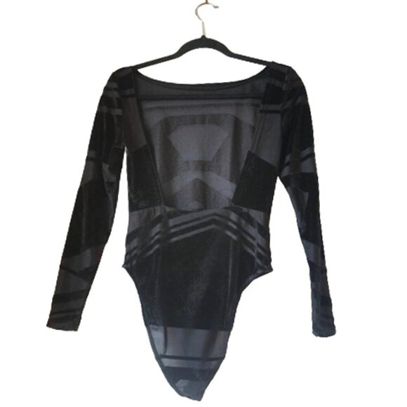 Rare Nasty Gal sheer and velvet  open back sexy bodysuit top - Picture 3 of 16